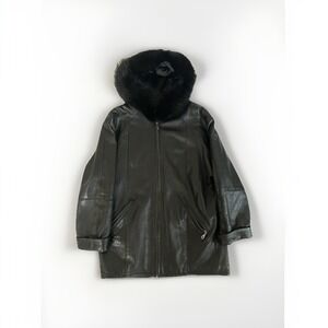 J. Percy for Marvin Richards Leather Faux Fur Size Small Black Nice